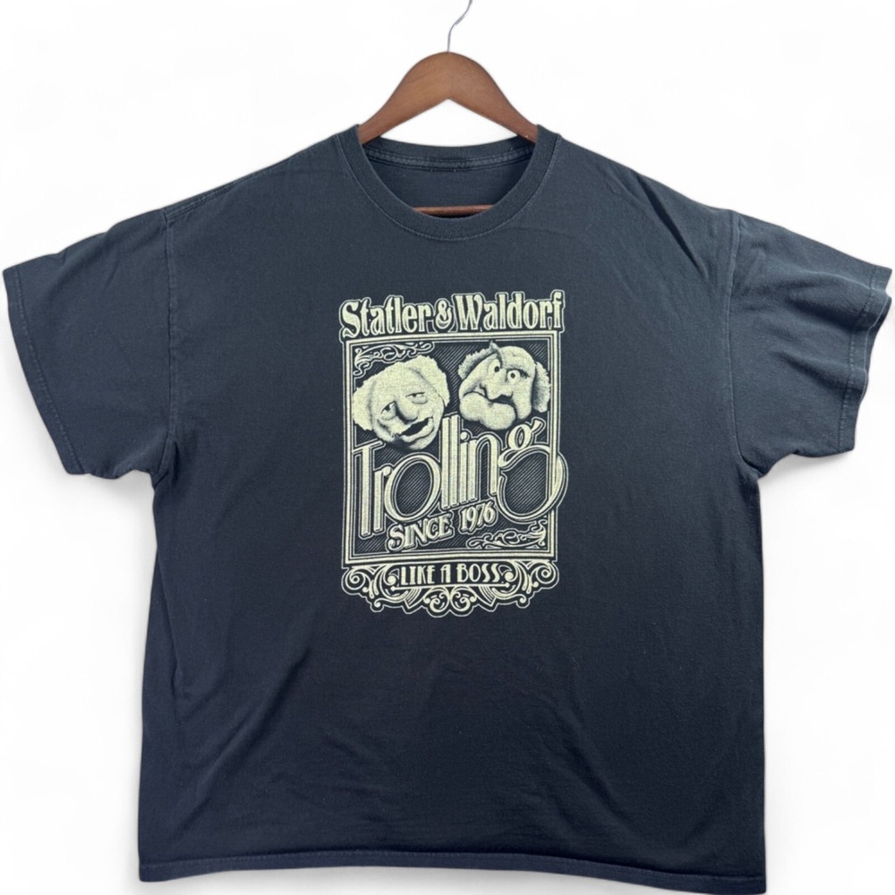 Muppets Statler & Waldorf Trolling T-Shirt Mens Large Black Like A Boss Graphic